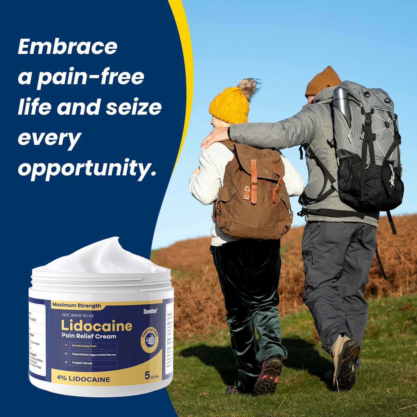 Sumifun Lidocaine Pain Relief Cream 5 Oz