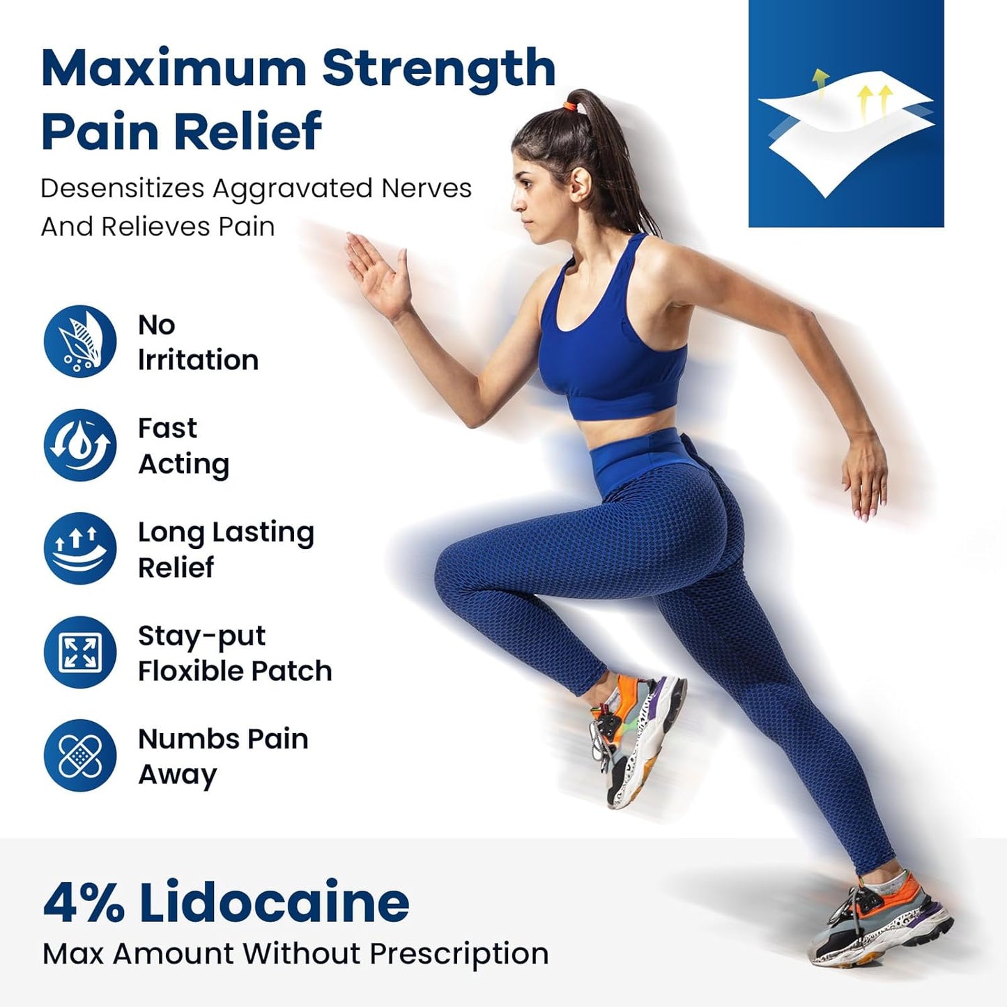 Sumifun 4% Lidocaine Pain Relief Gel Patches-18 Count