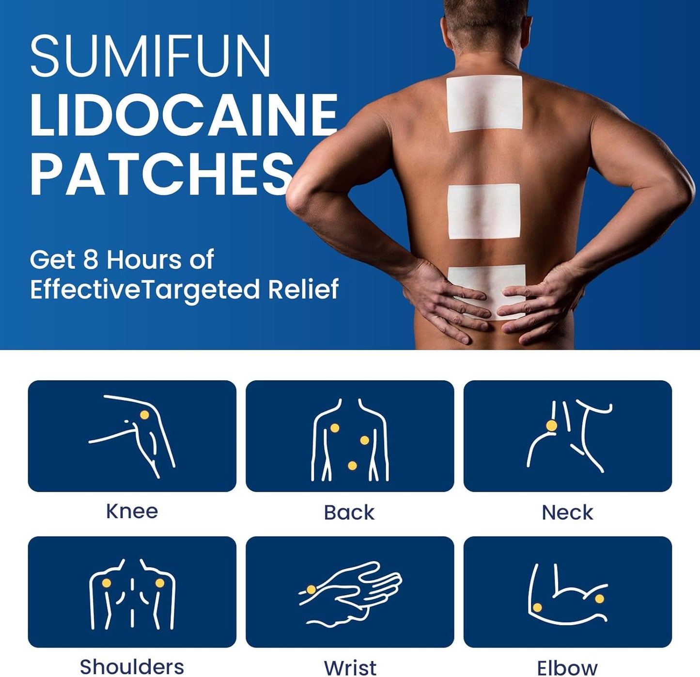 Sumifun 4% Lidocaine Pain Relief Gel Patches-18 Count