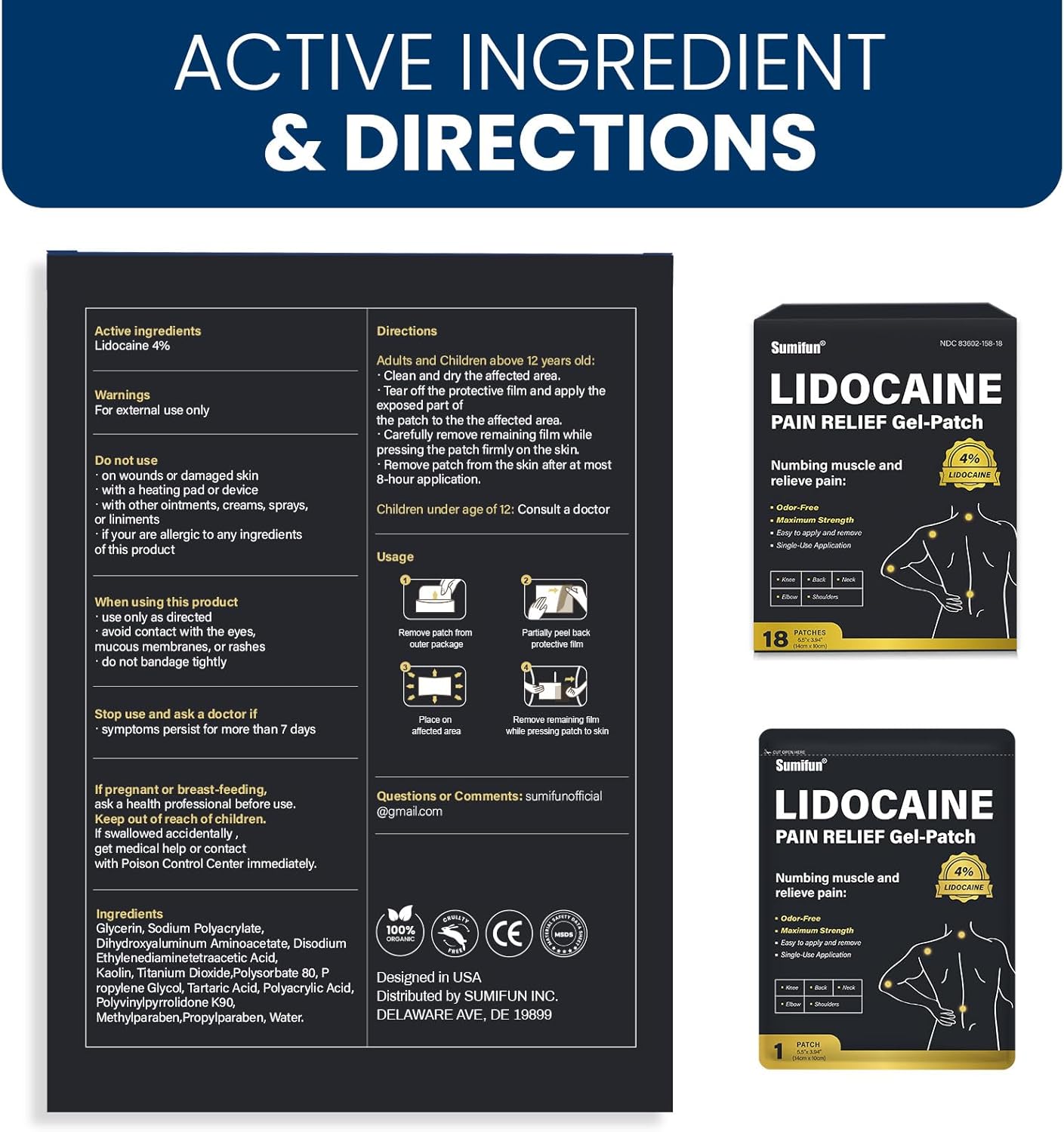 Sumifun 4% Lidocaine Pain Relief Patches