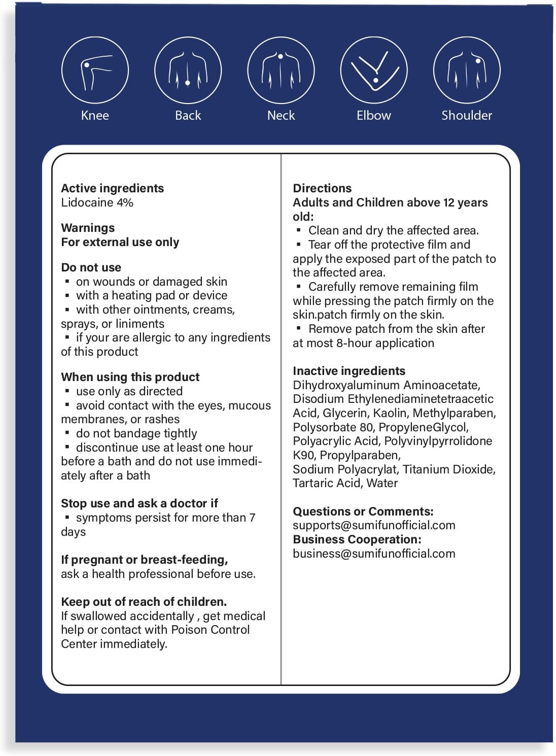 Sumifun 4% Lidocaine Pain Relief Patches 16 Counts