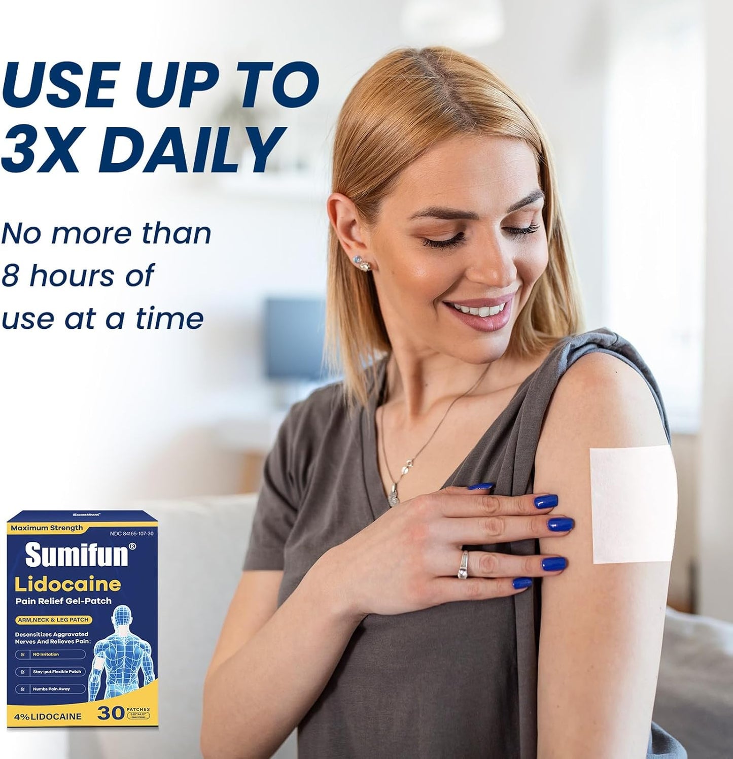 Sumifun 4% Lidocaine Pain Relief Patches | Medium Size (3.15"x4.72")