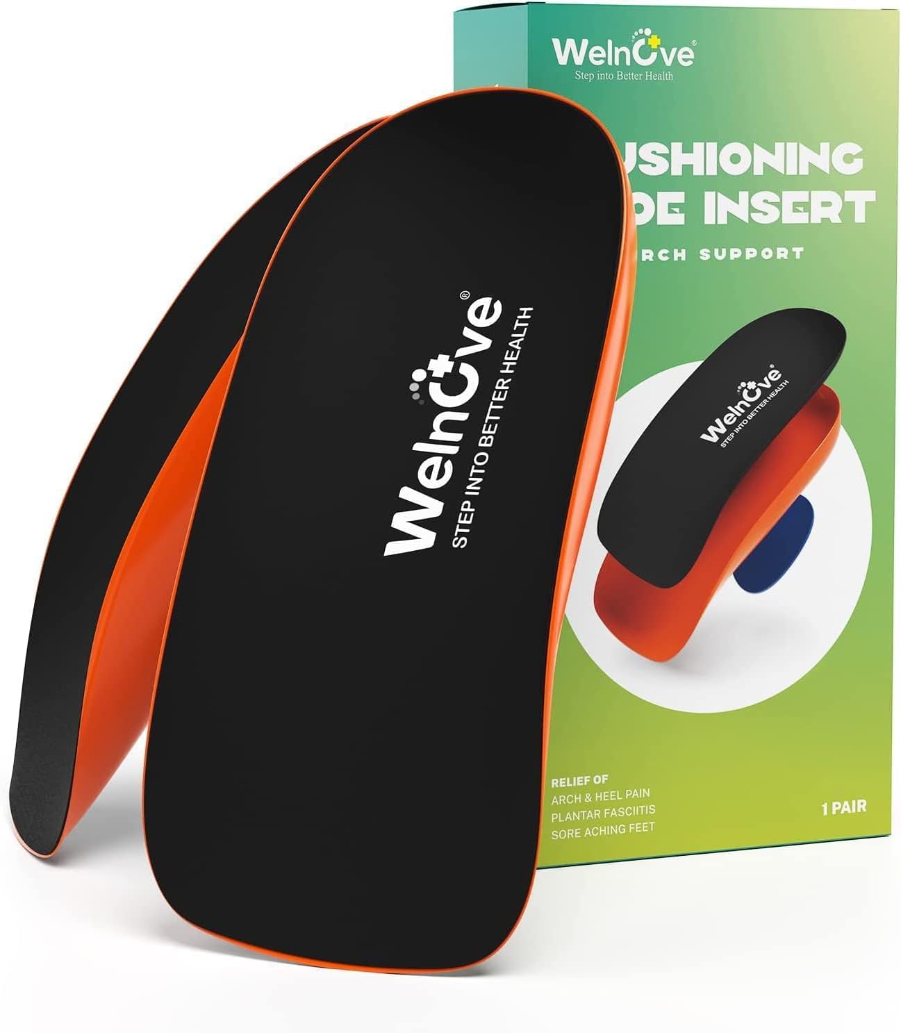 Welnove Gel Heel Cushion Cups With Arch Support