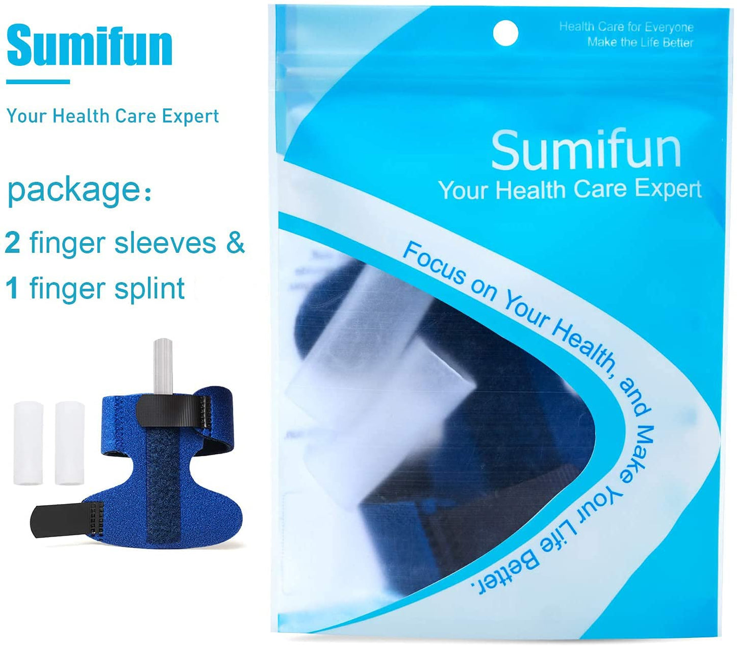 Sumifun Finger Brace, Trigger Finger Splints, with 2 Gel Sleeves