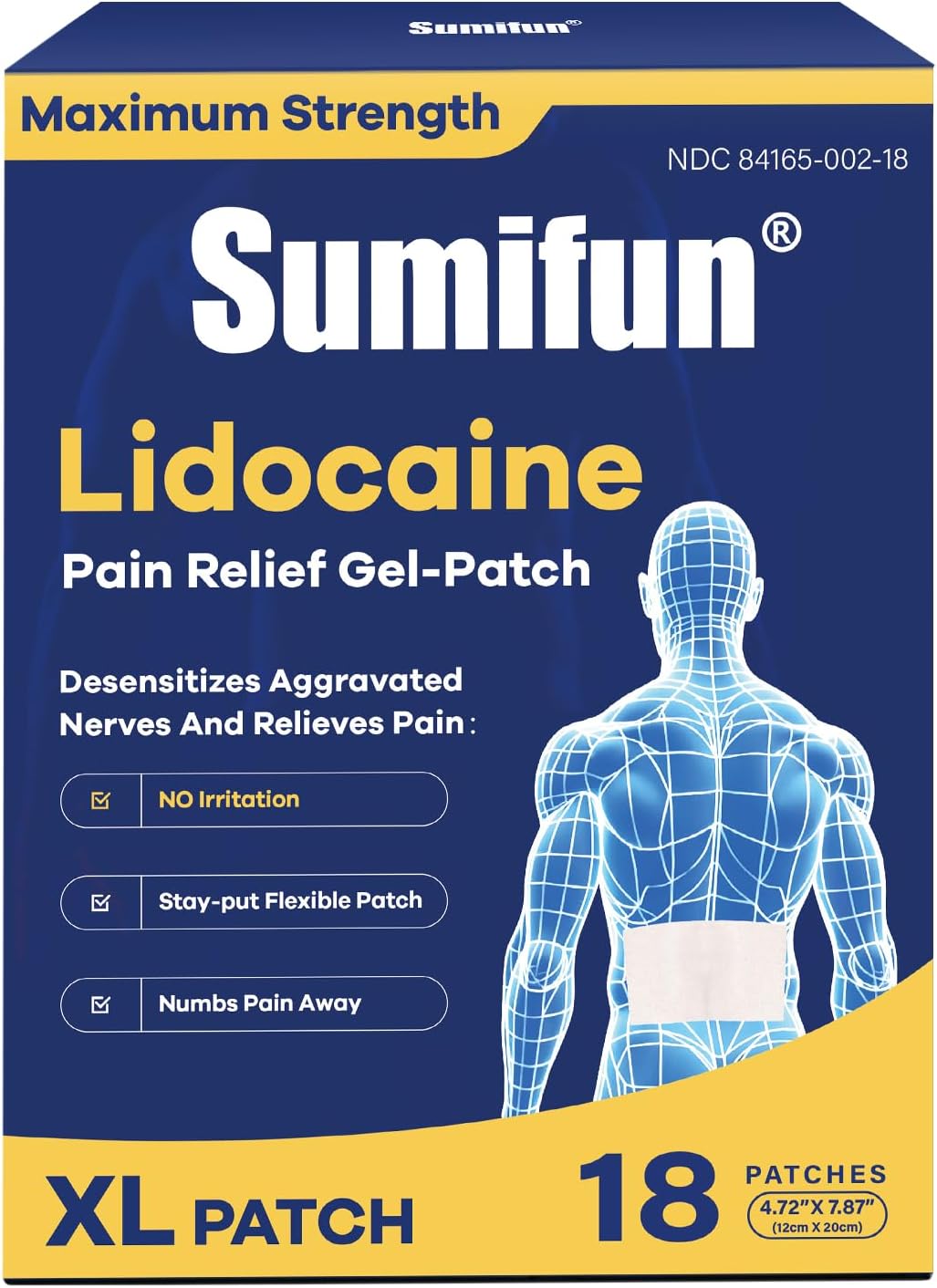 Sumifun 4% Lidocaine XL Pain Patches | Extra Large 4.72"x7.87"