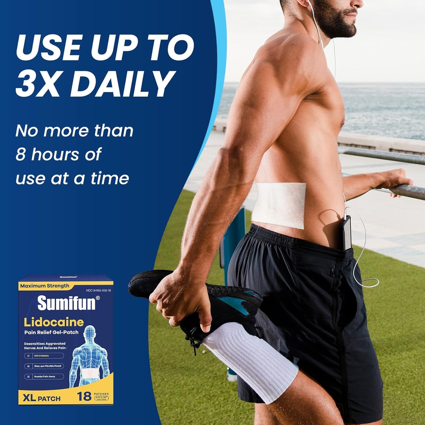 Sumifun 4% Lidocaine XL Pain Patches | Extra Large 4.72"x7.87"