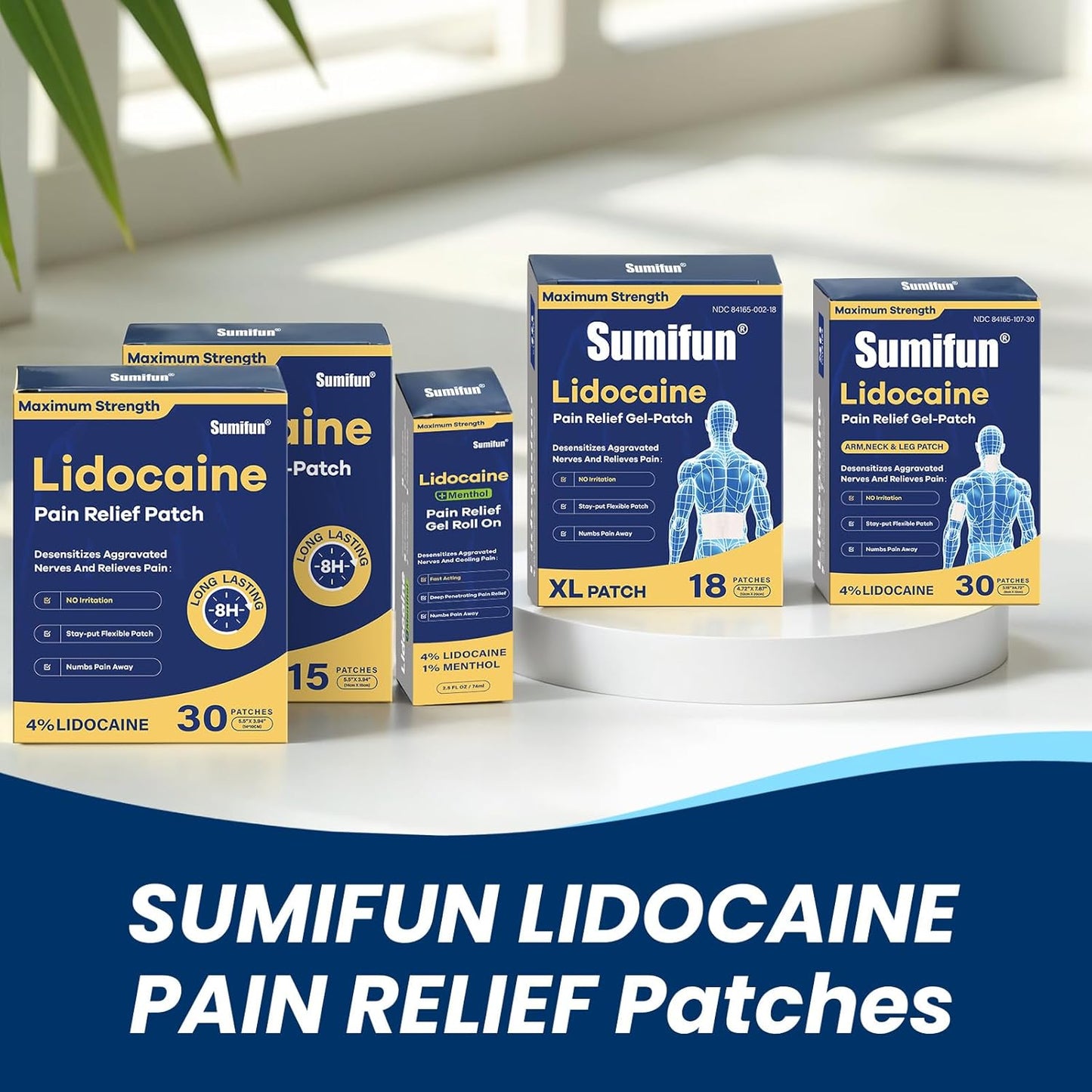 Sumifun 4% Lidocaine XL Pain Patches | Extra Large 4.72"x7.87"