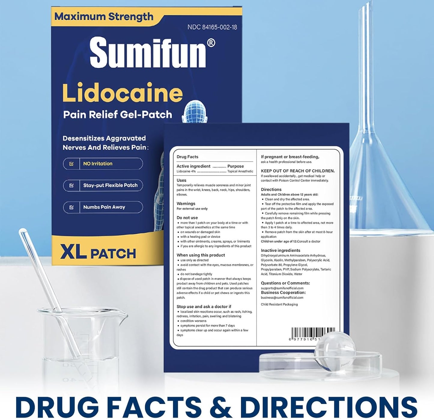 Sumifun 4% Lidocaine XL Pain Patches | Extra Large 4.72"x7.87"