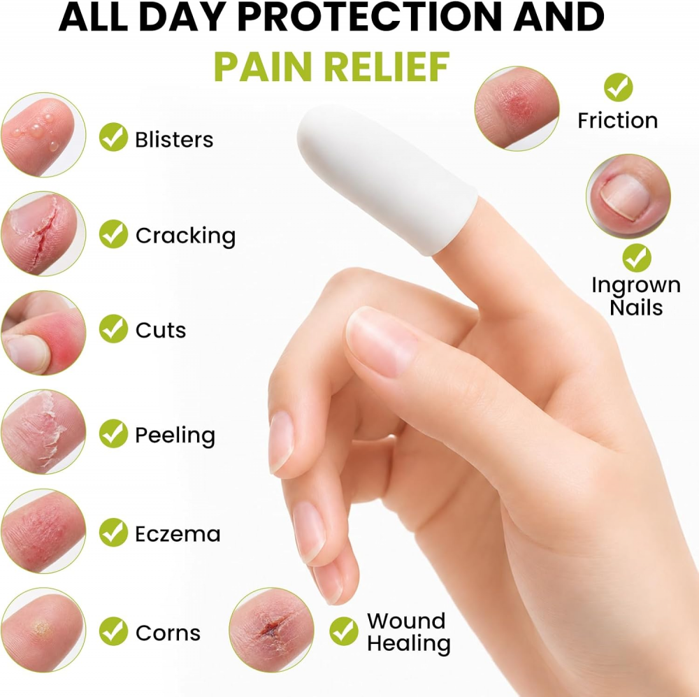 Bukihome 12 PCS Gel Finger Cots, Finger Protectors