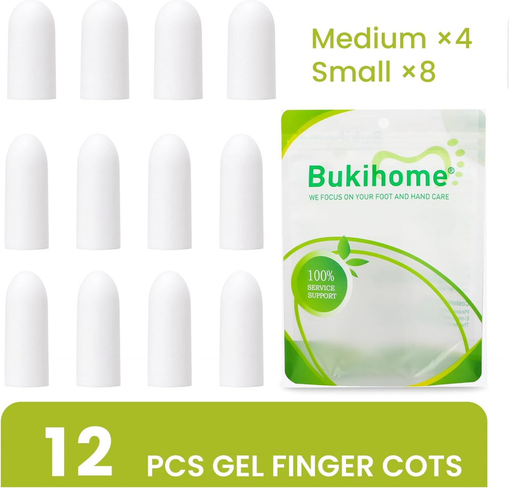 Bukihome 12 PCS Gel Finger Cots, Finger Protectors