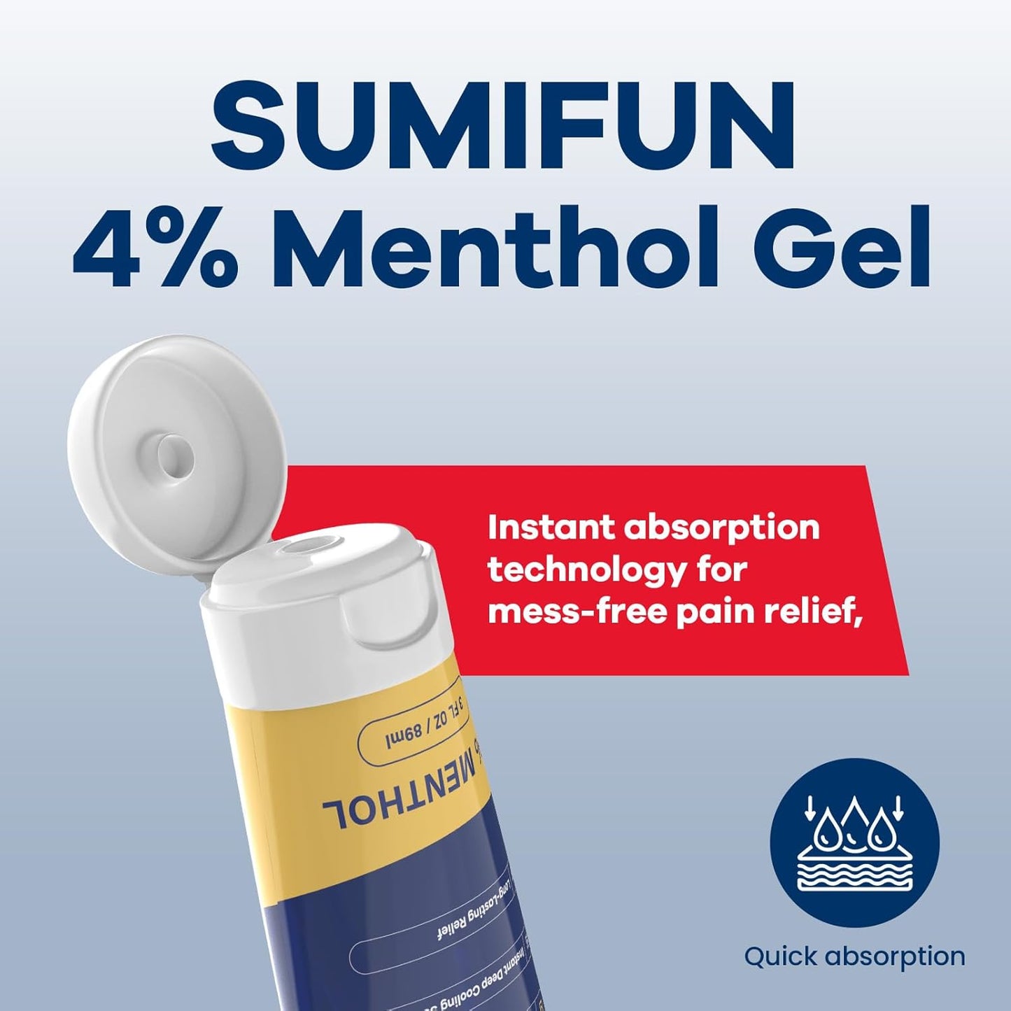 Sumifun 4% Menthol Pain Relief Gel - 3 FL OZ Tube (Pack of 3)