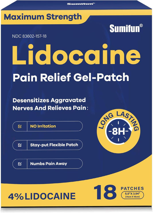 Sumifun 4% Lidocaine Pain Relief Gel Patches-18 Count