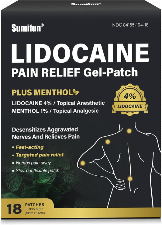 Sumifun 4% Lidocaine Patches Plus 1% Menthol 18 Counts