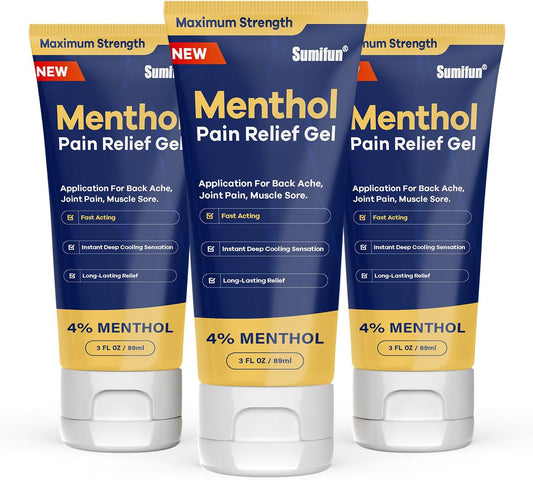 Sumifun 4% Menthol Pain Relief Gel - 3 FL OZ Tube (Pack of 3)