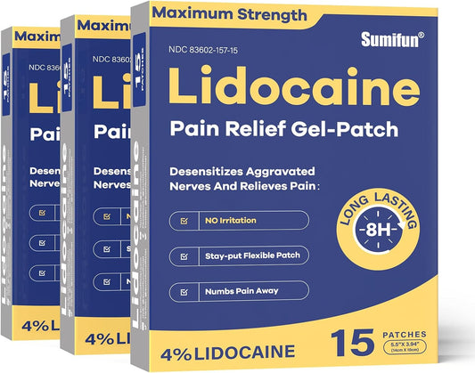 Sumifun 4% Lidocaine Pain Relief Patches 45 Counts (15*3)