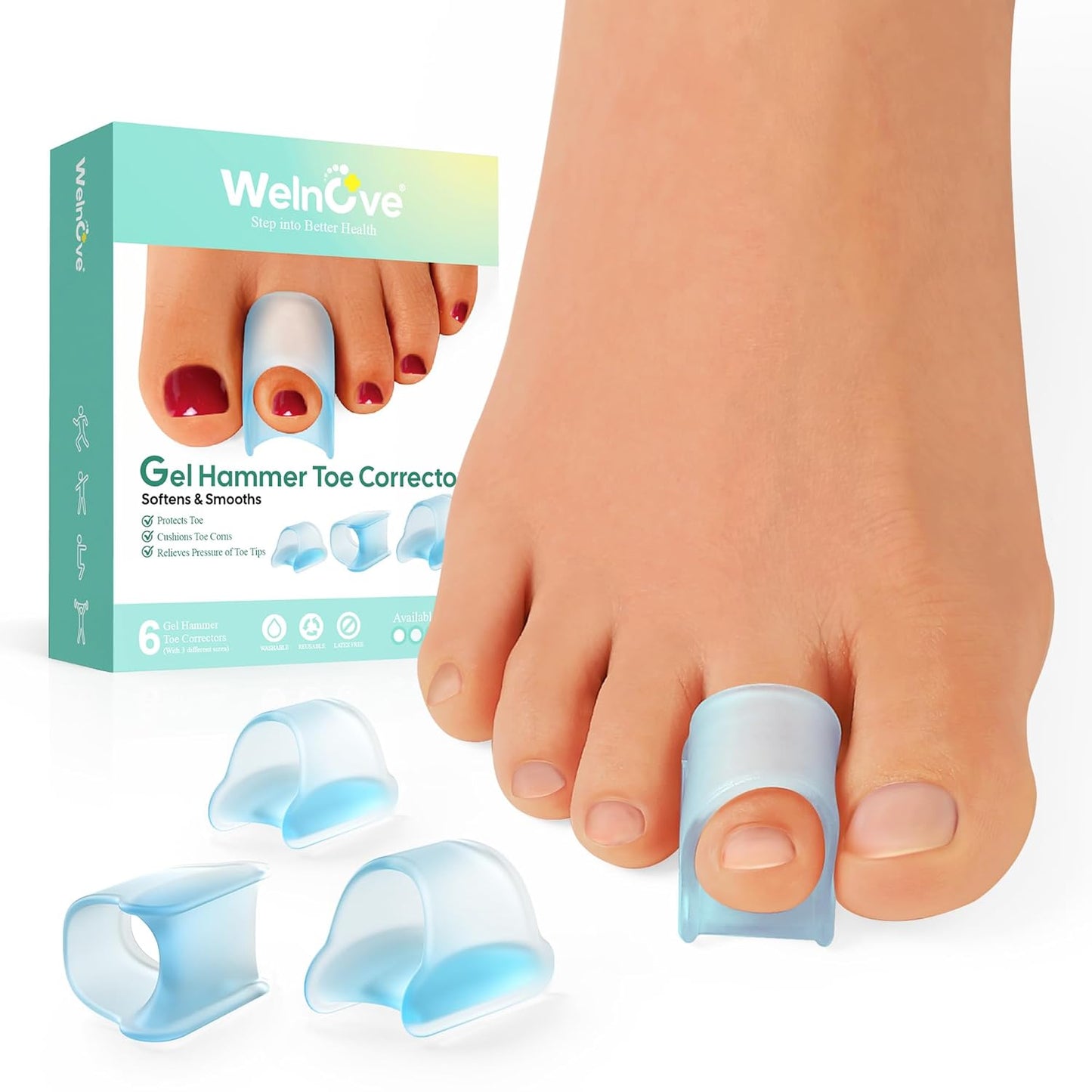 Welnove Hammertoe Corrector 6 Pcs Blue