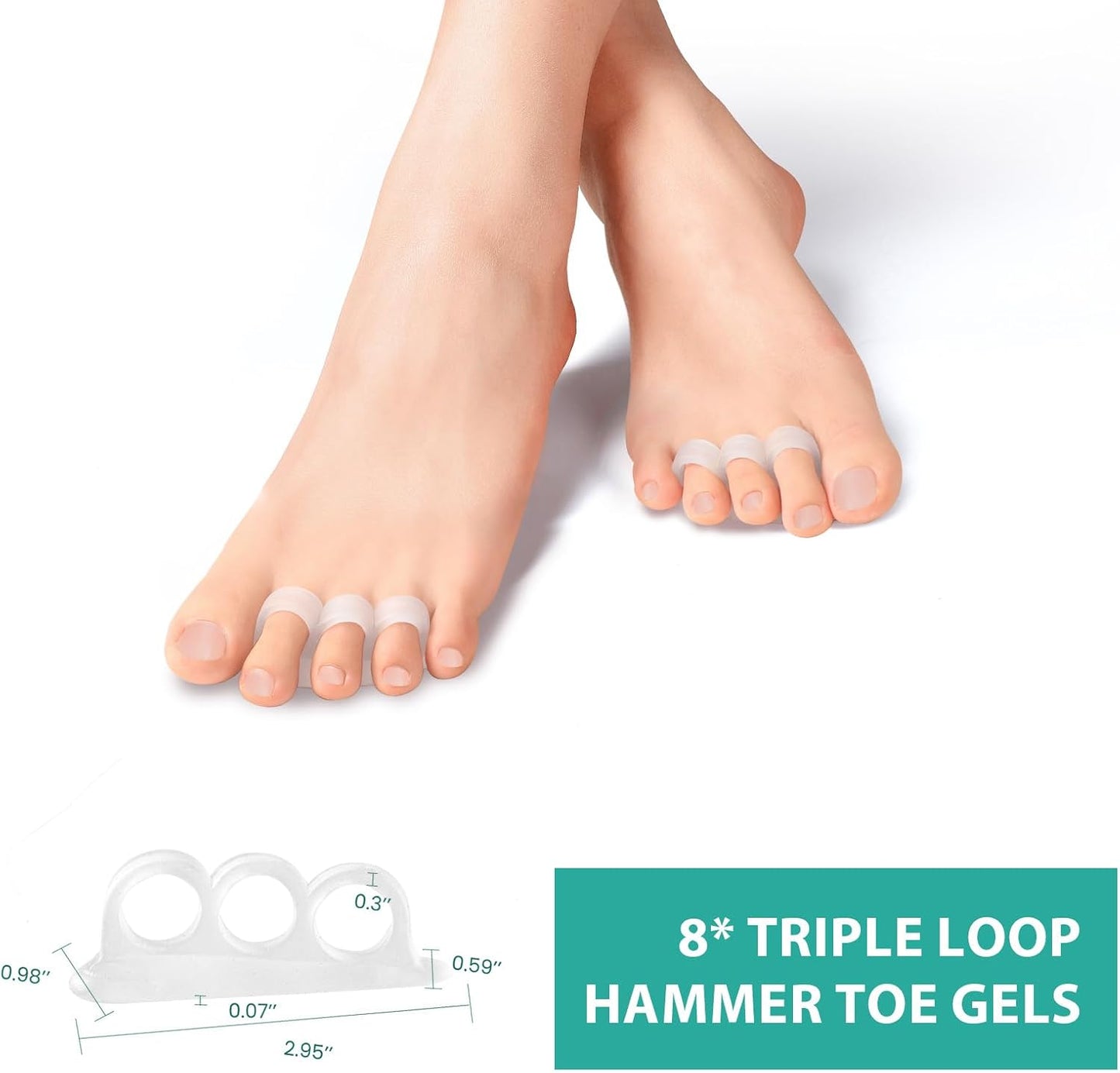 Welnove Hammer Toe Straightener, Clear, 3 Loop