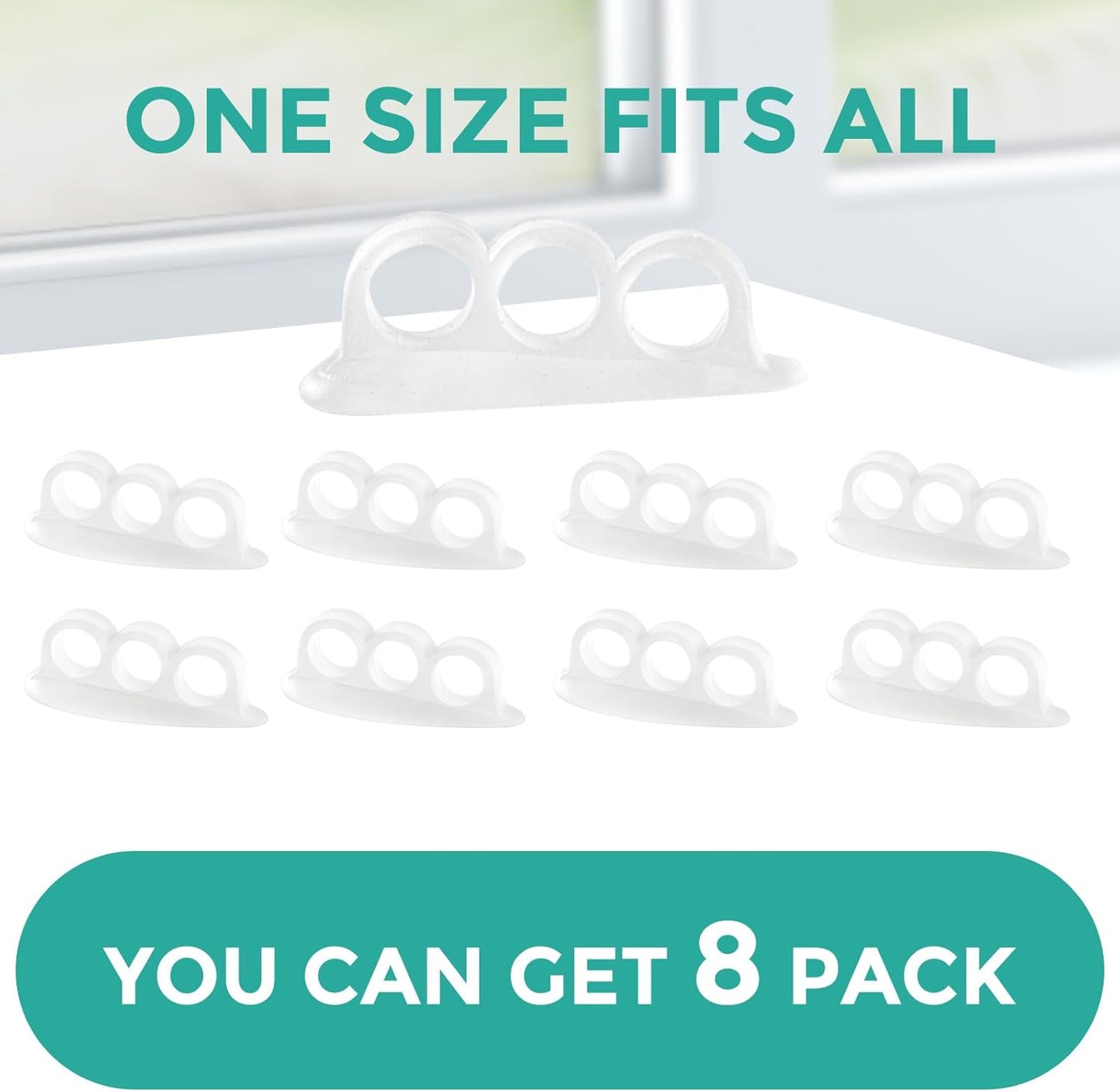 Welnove Hammer Toe Straightener, Clear, 3 Loop