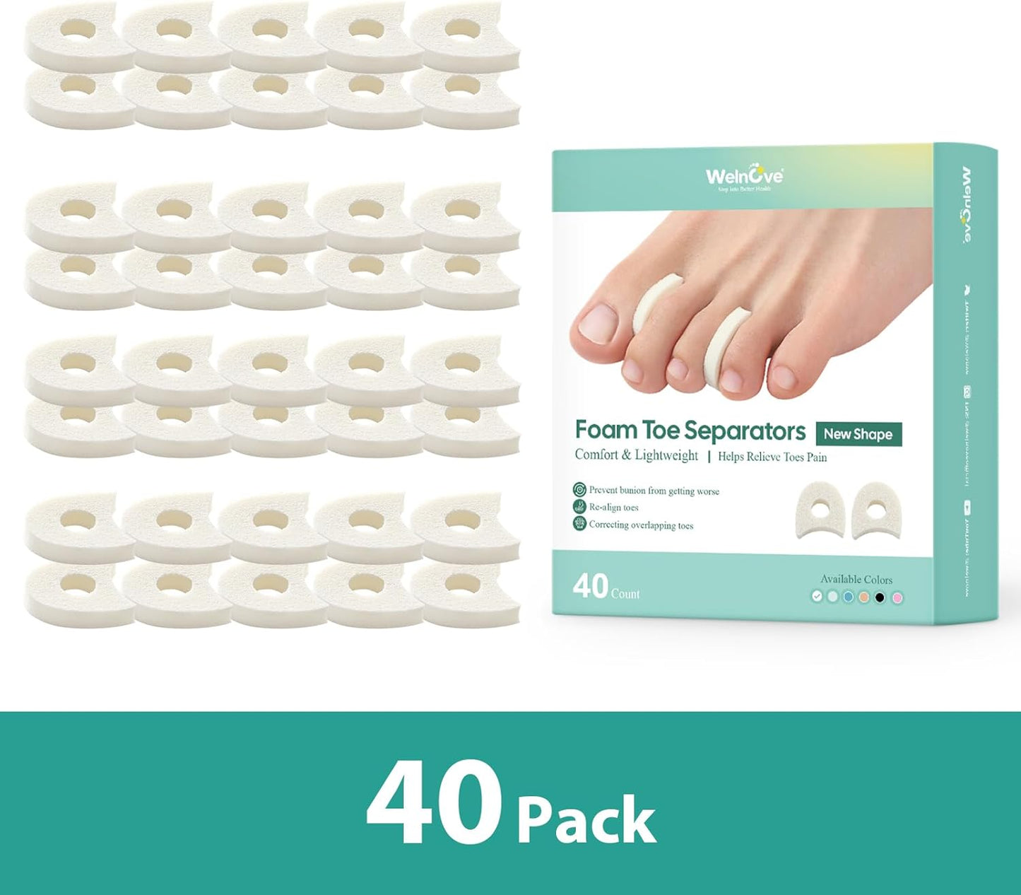 Welnove Foam Toe Separators 40 Pack