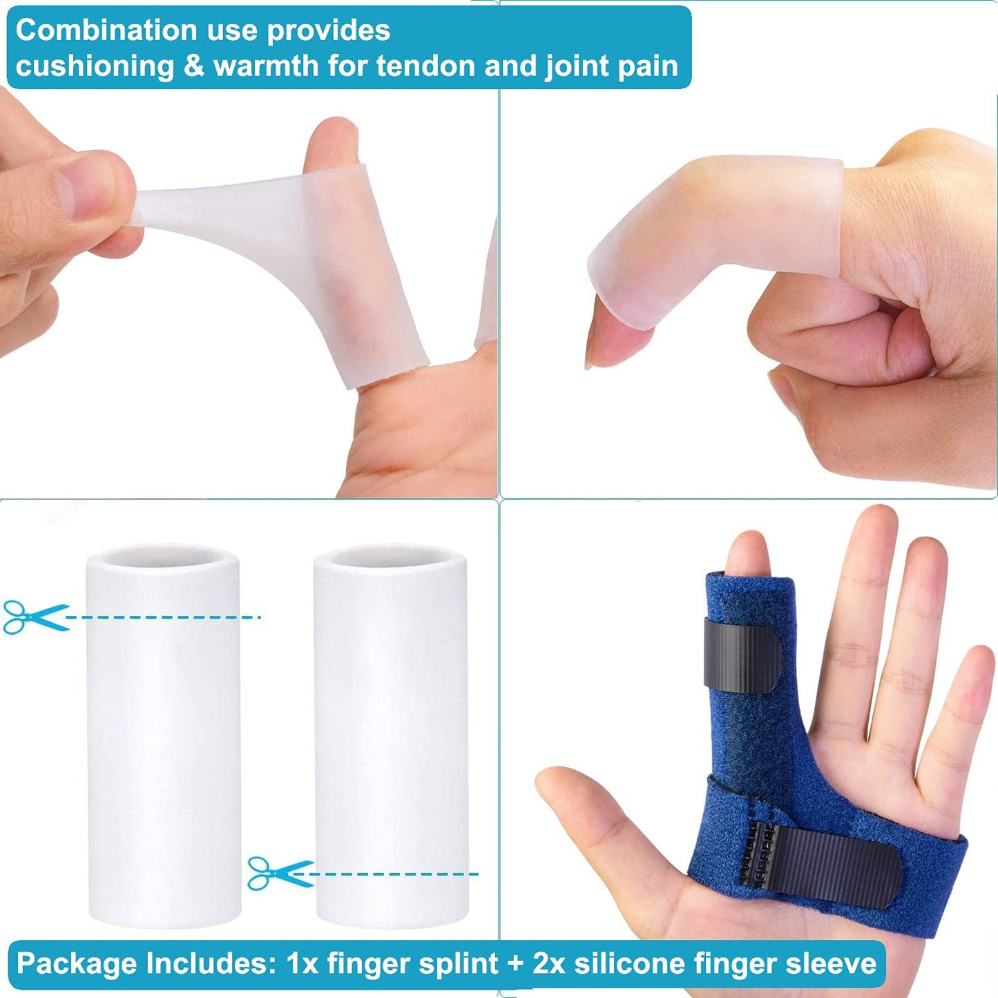 Sumifun Finger Brace, Trigger Finger Splints, with 2 Gel Sleeves