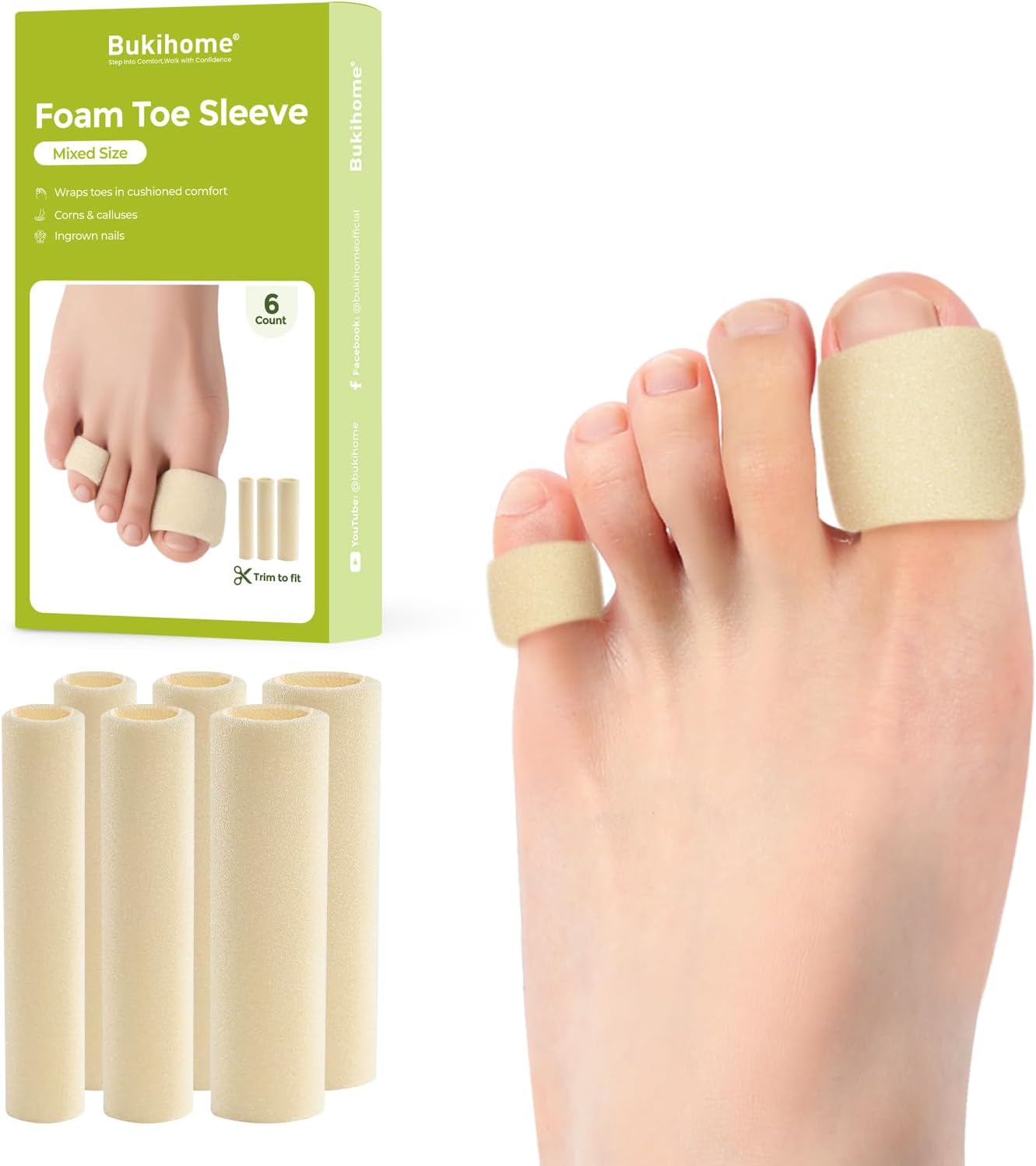Bukihome Cuttable Toe Tubes Sleeves