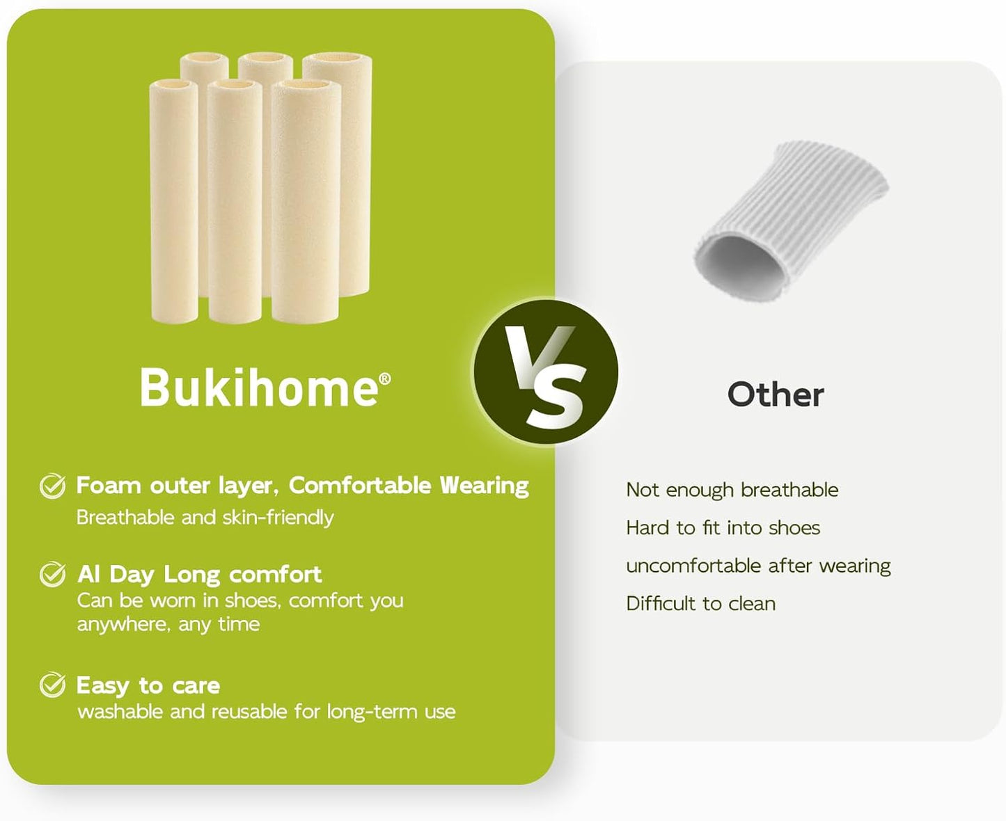 Bukihome Cuttable Toe Tubes Sleeves