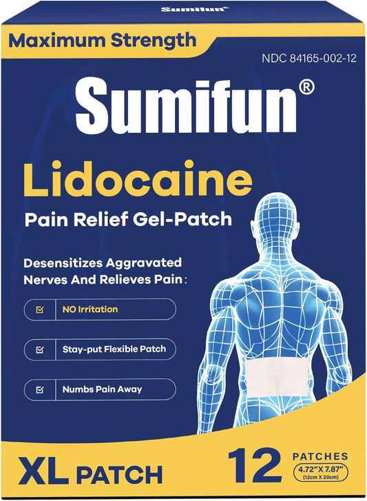 Sumifun 4% Lidocaine XL Pain Patches | Extra Large 4.72"x7.87"