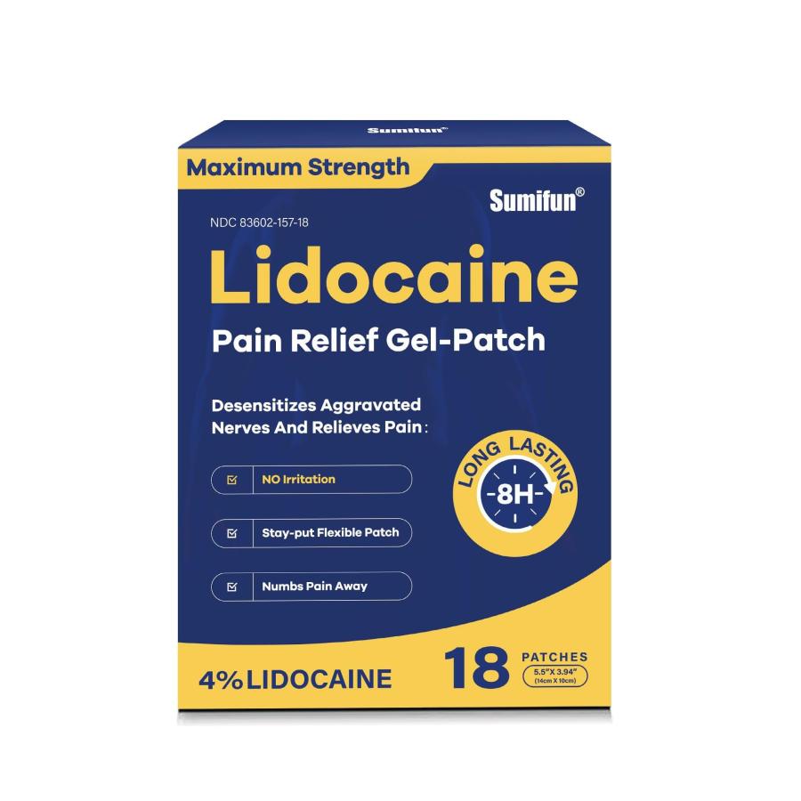Sumifun 4% Lidocaine Pain Relief Gel Patches-18 Count