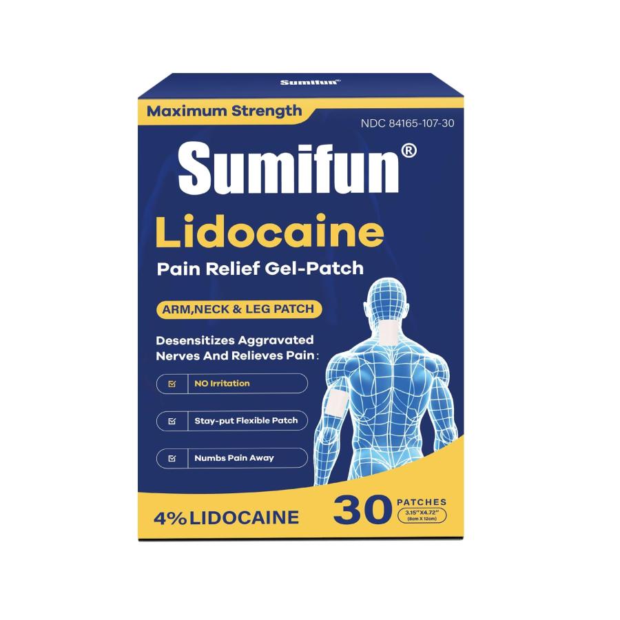 Sumifun 4% Lidocaine Pain Relief Patches | Medium Size (3.15"x4.72")